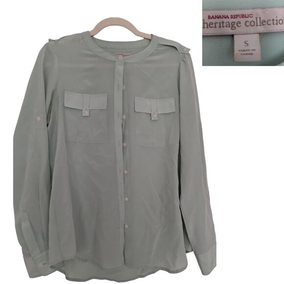 Banana Republic Tops - Banana Republic Heritage Sage Green Button Blouse | Size S